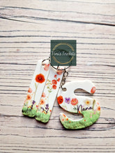 Load image into Gallery viewer, Floral Inital keyring and birth month fobs