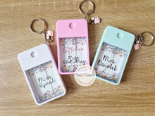 Load image into Gallery viewer, Personalised Refillable Teacher Hand Sanitiser Spray Bottle Keyring