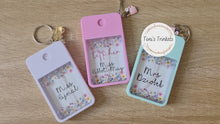 Load and play video in Gallery viewer, Personalised Refillable Teacher Hand Sanitiser Spray Bottle Keyring
