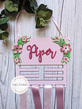 Load image into Gallery viewer, Personalised Floral Hair Bow Organiser
