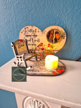 Load image into Gallery viewer, Memorial Robin wooden hearts and chair
