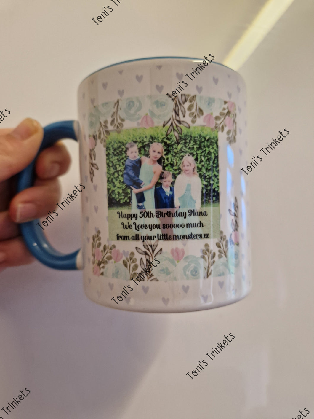 Personalised floral photo mug