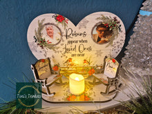 Load image into Gallery viewer, Memorial Robin wooden hearts and chair
