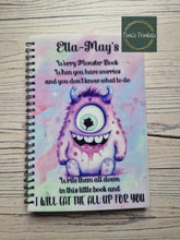 Load image into Gallery viewer, Worry monster personalised notebook
