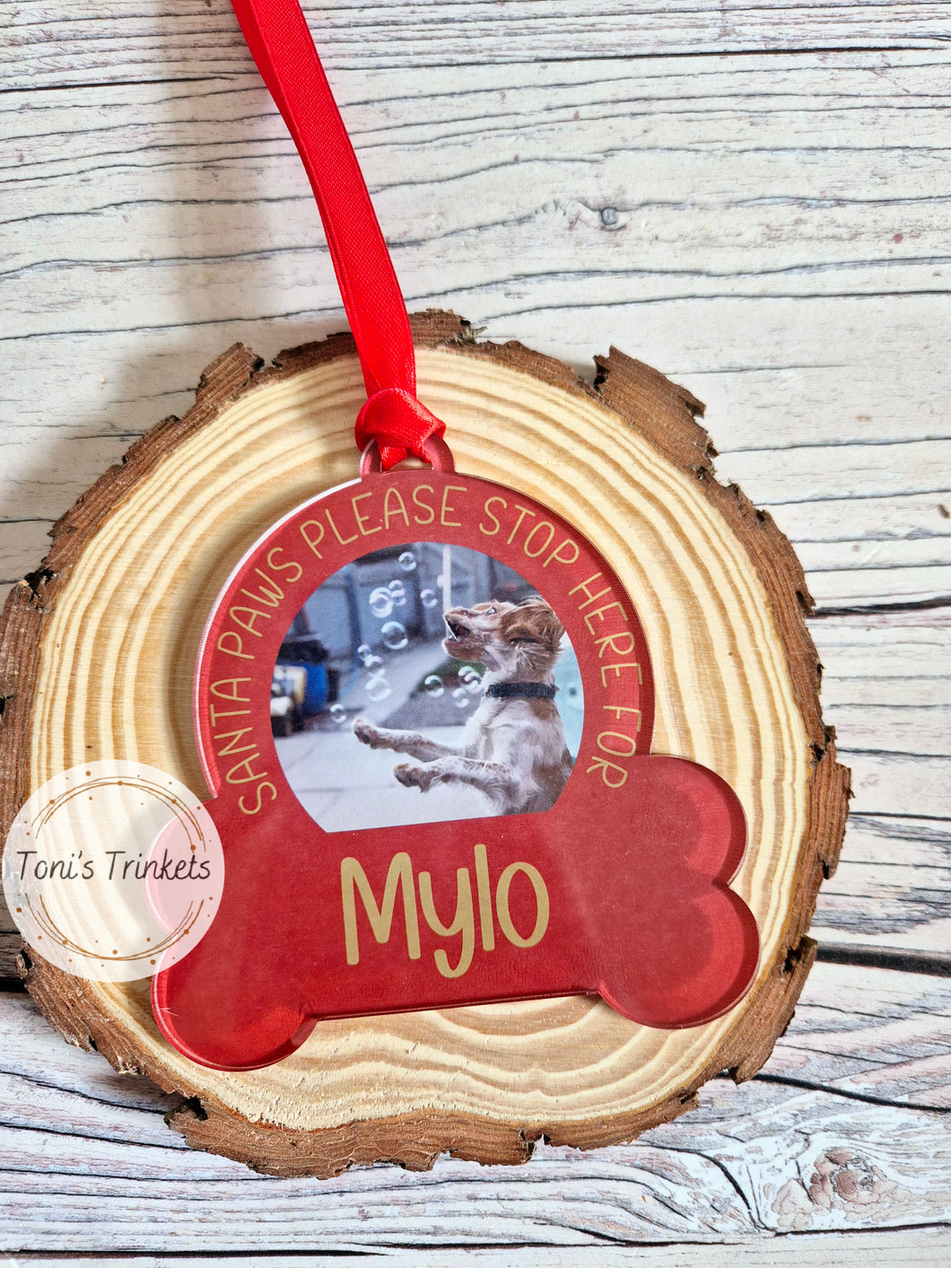 Personalised santa paws bauble