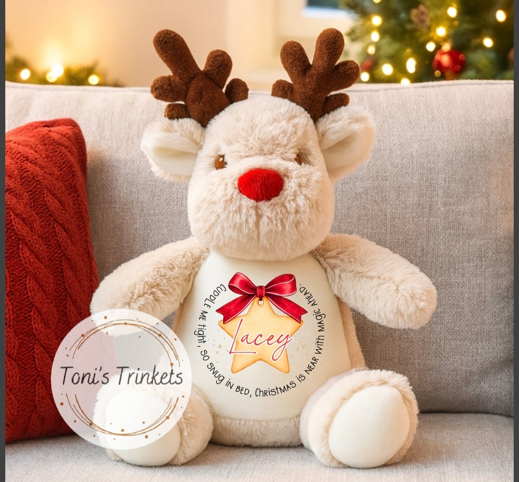 Personlaised reindeer teddy