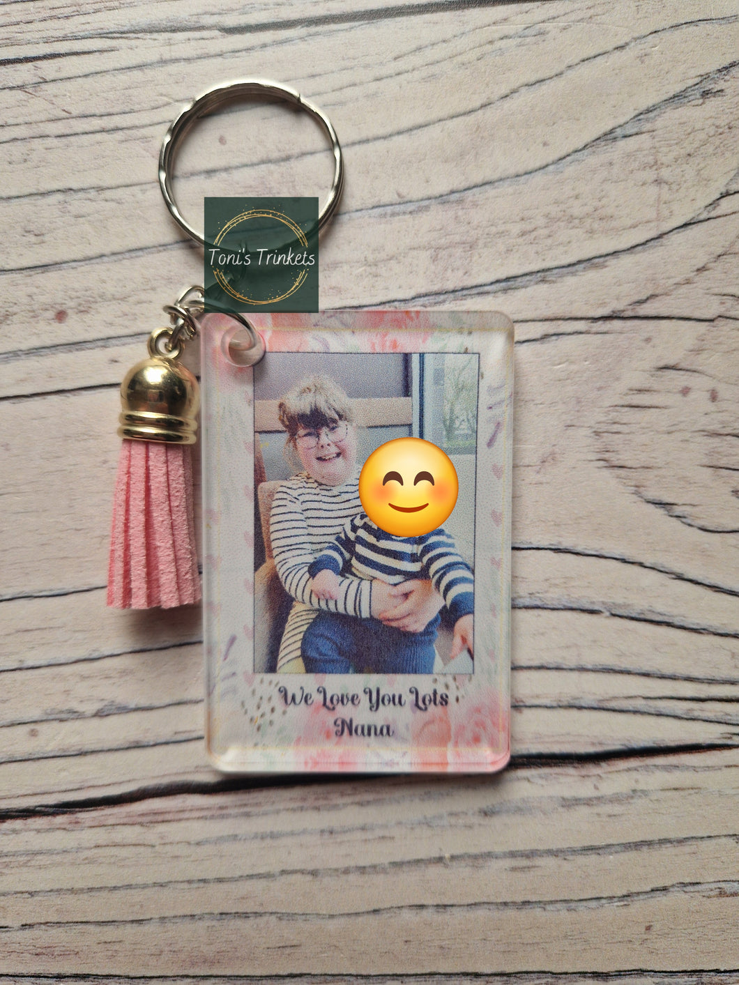 Personalised floral photo keyring