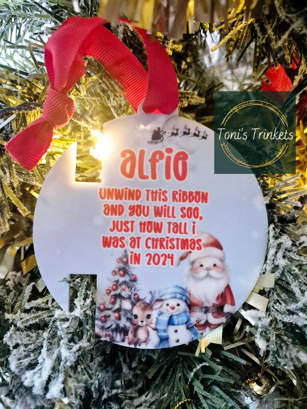 Personlaised christmas ribbon holder