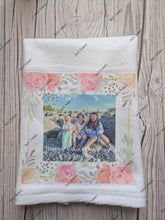 Load image into Gallery viewer, Personalised floral photo tea towel
