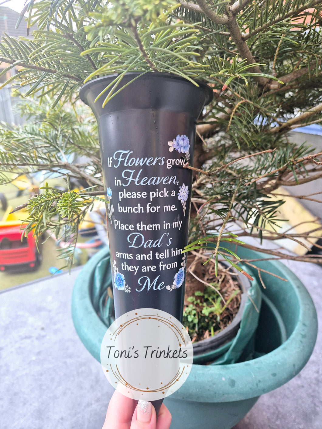 Personalised male flower grave pot stake