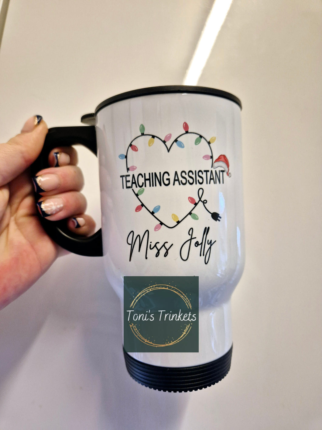 Christmas light personalised travel mug
