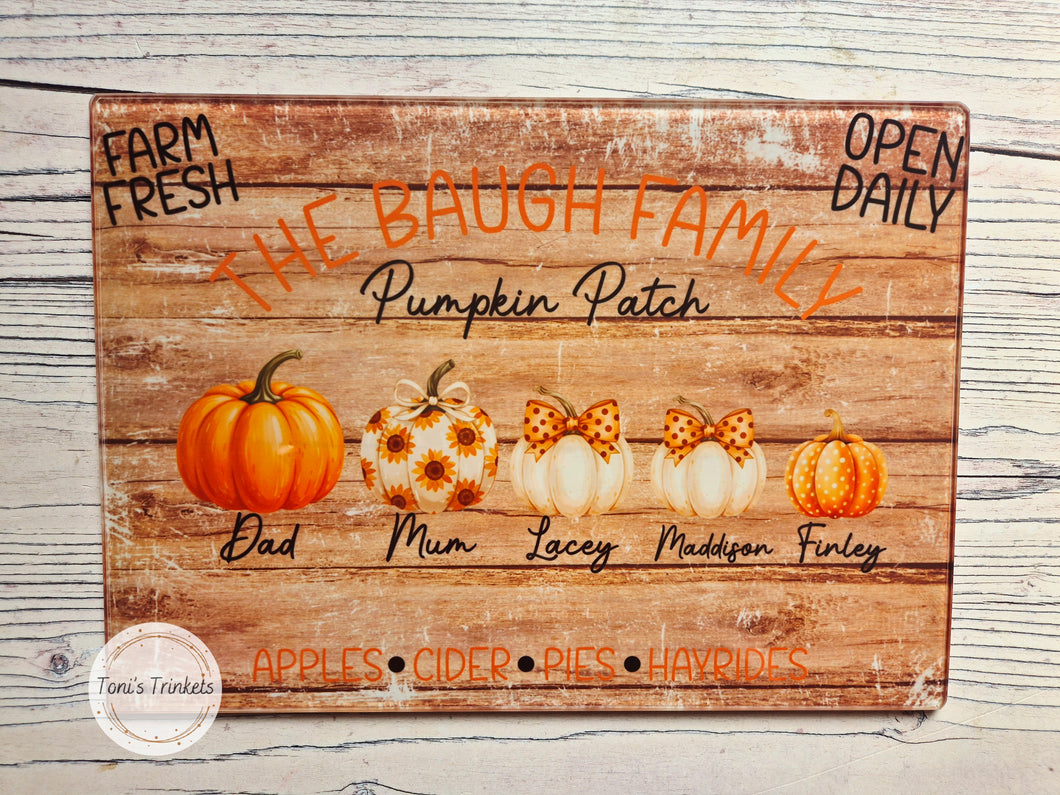 Personalised pumpkin patch chopping board
