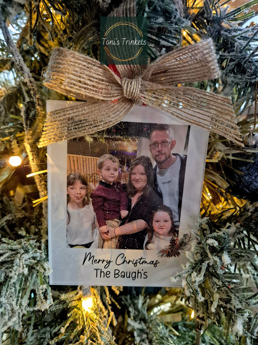 Polaroid premium acrylic personalised bauble