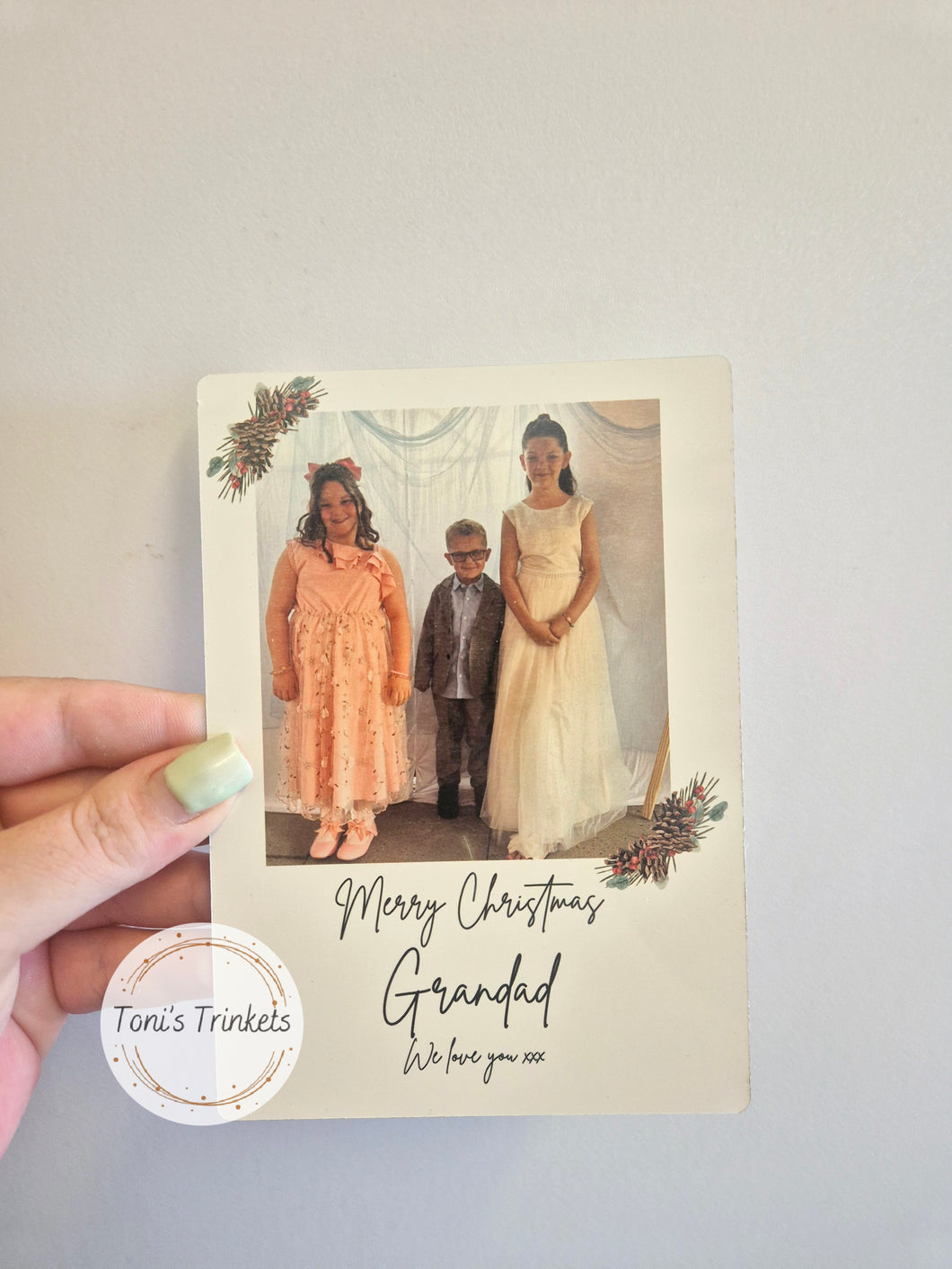 Polaroid christmas fridge magnet